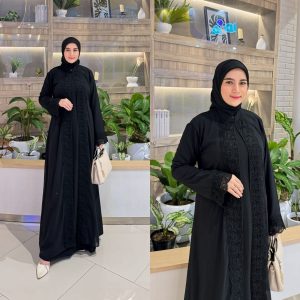 Classic Black Abaya with Elegant Lace