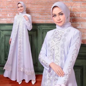 White Embroidered Lace Abaya