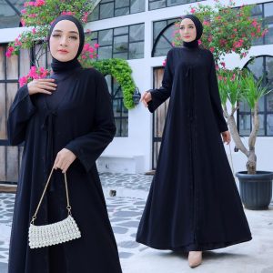 Classic Black Abaya with Subtle Embellishments