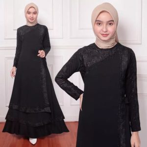 Elegant Black Abaya Layered Detailing