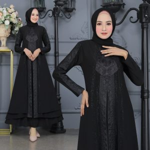 Elegant Black Abaya with Floral Embroidery