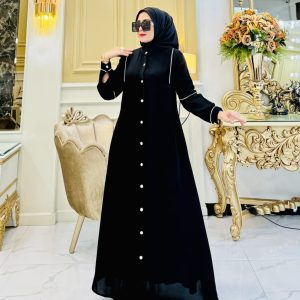 Stylish Black Buttoned Abaya