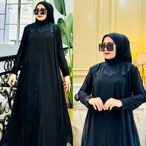 Classic Black Abaya with Minimalist Accents