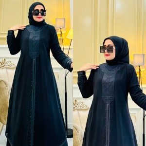 Elegant Black Abaya with Subtle Embroidery