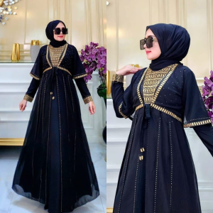 Premium Black Abaya with Handcrafted Details