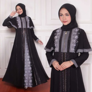 Exclusive Black Abaya with Gold Embroidery & Flowing Silhouette