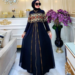 Black Abaya with Luxurious Gold Embroidery