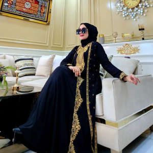Luxury Black & Gold Embroidered Abaya