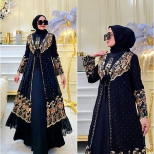 Luxury Black Abaya with Exquisite Embroidery
