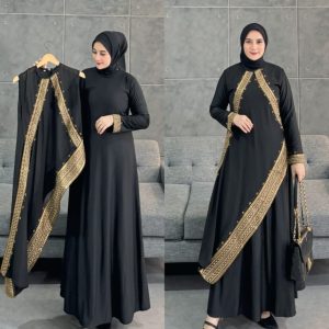Elegant Black Abaya with Detachable Cape