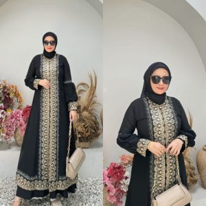 Elegant Black Embroidered Dress Abaya