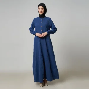 Modest Denim Maxi Dress for Women