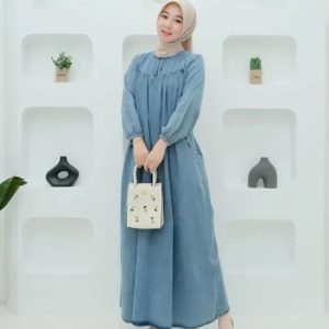 Elegant Denim Abaya Dress