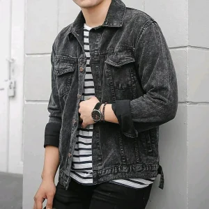 Men’s Black Washed Denim Jacket