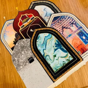 Soft Velvet Janamaz with Elegant Mosque & Geometric Designs