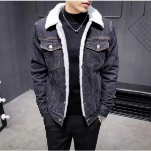 Warm Fleece Collar Casual Denim Coat