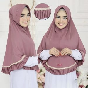 Premium Khimar Hijab with Elegant Pleated Lace